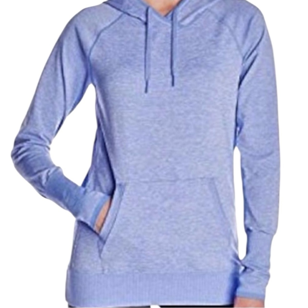 LUCY Pullover Hoodie with Kangaroo Pocket Petunia Heather Blue Size Small